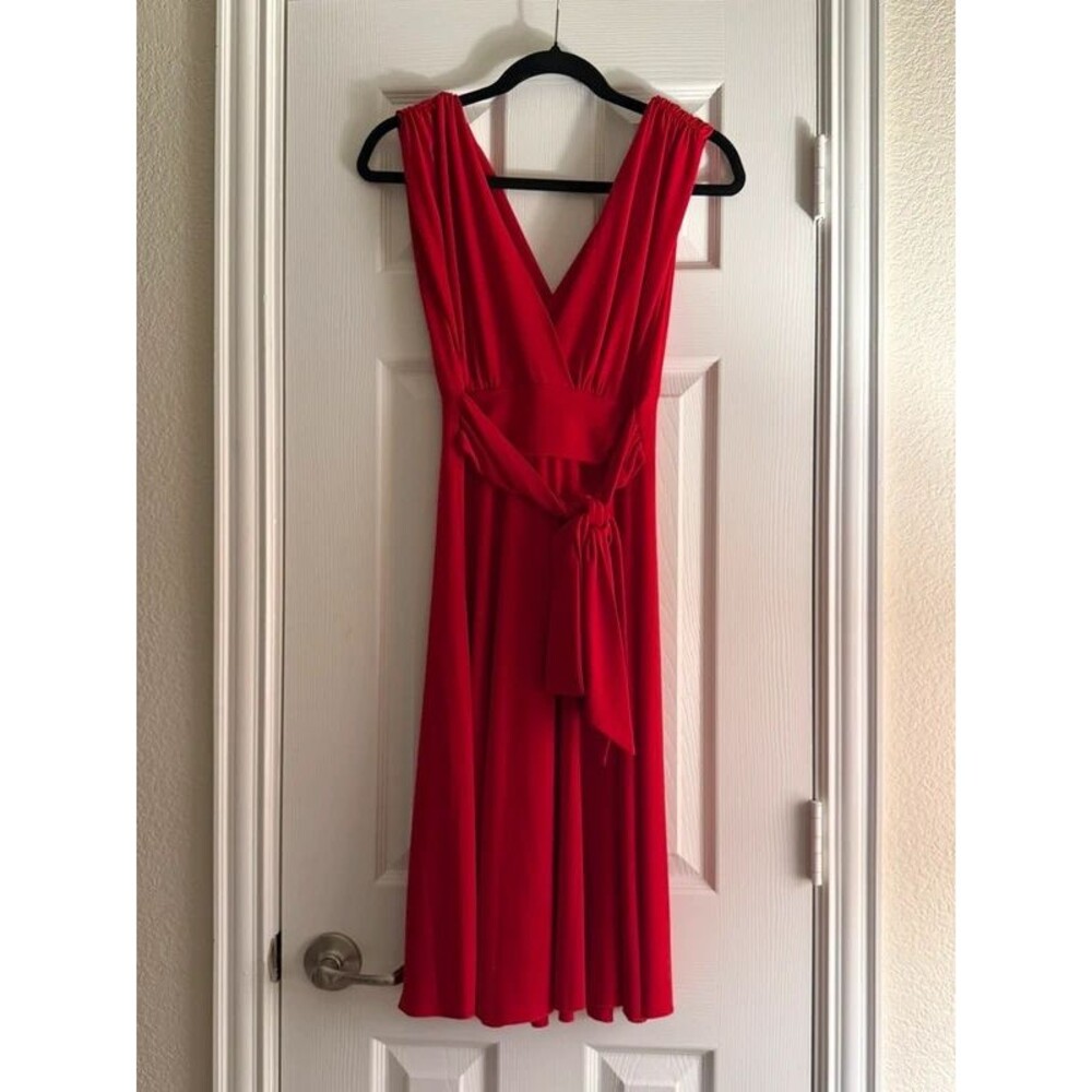 Roulette Red Tie-Waist Midi Dress